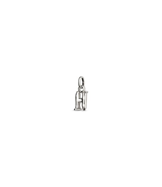 Charm letra H peque&ntilde;a en plata de ley, Plateado, large